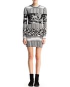 Balenciaga Long-Sleeve Mixed-Print Dress - Lyst