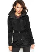 Jessica Simpson Hooded Belted Puffer Coat - Lyst