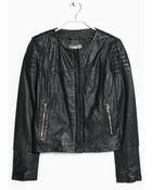 Mango Leather Bomber Jacket - Lyst