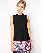 Asos Sleeveless Top In Textured Fabric With High Neck - Lyst