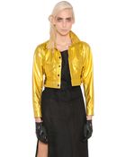 Yohji Yamamoto Laminated Cropped Nappa Leather Jacket - Lyst