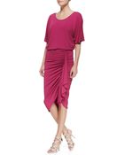 Michael Kors Ruched-Skirt Jersey Dress - Lyst