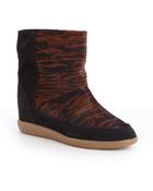 Isabel Marant Black Calf Hair And Suede 'Norwood' Wedge Boots - Lyst