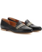 Chloé Embellished Leather Loafers - Lyst