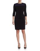 Elie Tahari Threequarter Sleeve Peplum Dress - Lyst
