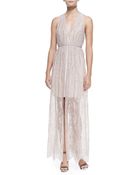 Alice + Olivia Julissa Halter-Neck Gathered Lace Dress - Lyst