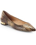 Tory Burch Bedford Snakeskin Flats - Lyst
