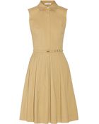 Oscar de la Renta Pleated Cotton-Blend Dress - Lyst