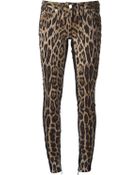 Roberto Cavalli Leopard Print Skinny Jeans - Lyst