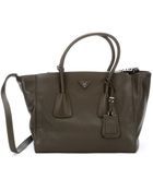 Prada Military Leather Convertible Tote - Lyst