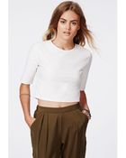 Missguided Cadi Mid Sleeve Crop Top White - Lyst