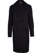 River Island Navy Woollen Coat - Lyst