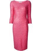Oscar de la Renta Sequin Stretch Dress - Lyst