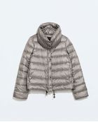 Zara Down Jacket With Oversized Collar - Lyst