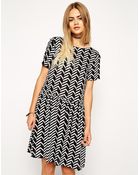 Asos Reclaimed Vintage Mono Drop Waist Smock Dress - Lyst