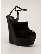 Giambattista Valli Velvet Wedge Sandals - Lyst