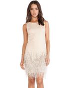 Haute Hippie Sleeveless Embellished Dress With Ostrich Feathers - Lyst