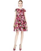 Oscar de la Renta Tiered Azalea Print Dress - Lyst