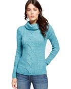 Tommy Hilfiger Cable-Knit Cowl-Neck Sweater - Lyst