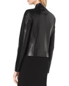 Michael Kors Stand-Collar Leather Jacket - Lyst