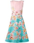 Oscar de la Renta Floral Embroidered Appliqué Dress - Lyst