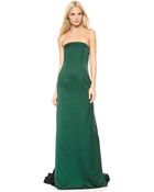 Cedric Charlier Strapless Gown - Dark Green - Lyst