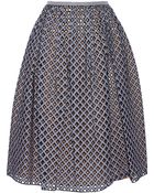 Michael Kors Pleated Broderie Anglaise Midi Skirt - Lyst