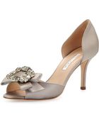 Oscar de la Renta Rosa Satin Open-toe Dorsay Pump - Lyst