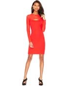 French Connection Long-Sleeve Mesh-Paneled Cutout Dress - Lyst