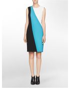 Calvin Klein White Label Multi Striped Colorblock Sheath Dress - Lyst