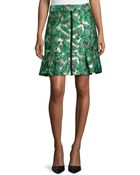 J. Mendel Leaf Jacquard Skirt W/ Pleated Hem - Lyst