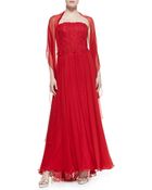 Tadashi Shoji Strapless Lacetop Gown Stole - Lyst