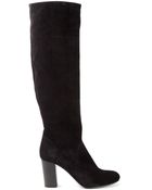 Lanvin Block Heel Knee High Boots - Lyst