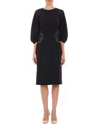 Bottega Veneta Leather Appliqué Crepe Dress - Lyst