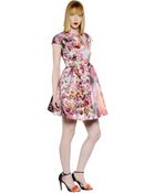 MSGM Floral Printed Techno Duchesse Dress - Lyst