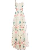 Honor Neon Fleur De Lis Organza Scoop Neck Gown - Lyst