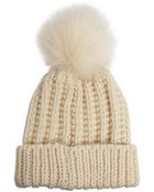 Asos Beanie with Faux Fur Pom - Lyst