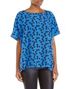 Diane von Furstenberg Blue Printed Silk Blouse - Lyst