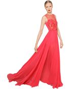 Elie Saab Embellished Tulle & Silk Georgette Dress - Lyst