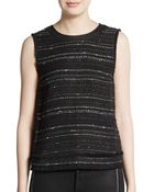 Rachel Zoe Leather-Trimmed Tweed Top - Lyst