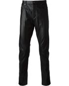Saint Laurent Leather Effect Trousers - Lyst