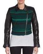 Burberry Brit Cropped Leather-Sleeve Jacket - Lyst
