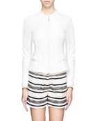 Armani Pleated Sleeve Pintucked Cotton Blend Jacket - Lyst