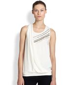 Sachin & Babi Mehndi Studded & Fringed Asymmetrical Draped Top - Lyst