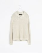 Zara Structured Sweater with Tuxedo Collar - Lyst