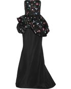 Oscar de la Renta Floral-Embroidered Gauze And Twill Gown - Lyst
