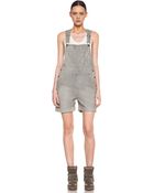 Current/Elliott The Shortall Striped Denim Overall Shorts - Lyst