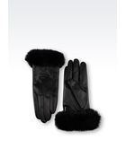 Armani Jeans Leather and Rabbit Fur Gloves - Lyst