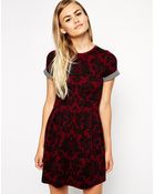 Asos Bonded Skater Dress In Baroque Knit - Lyst
