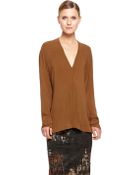 Donna Karan New York Georgette Long Sleeve Blouse - Lyst